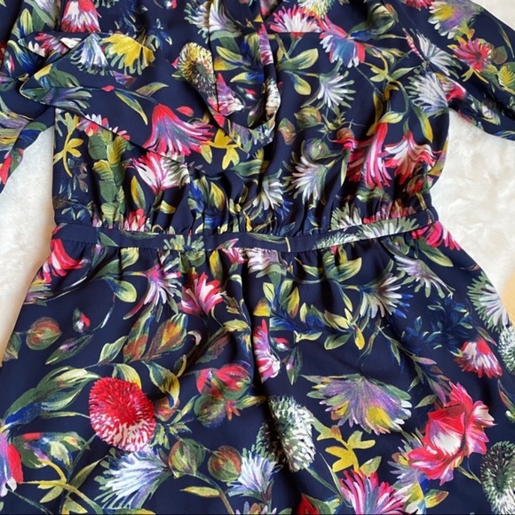 SOLD - J. Crew Navy Floral Neck Tie Dress - Picture 9 of 16